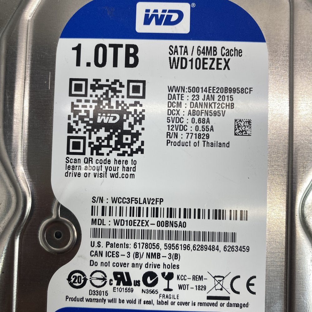Lot: WD WD10EZEX 1TB, WD5000PLX 500GB, Seagate 500GB & 480GB SSD Grade B
