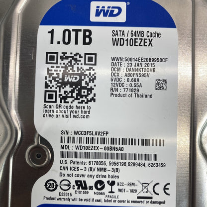 Lot: WD WD10EZEX 1TB, WD5000PLX 500GB, Seagate 500GB & 480GB SSD Grade B
