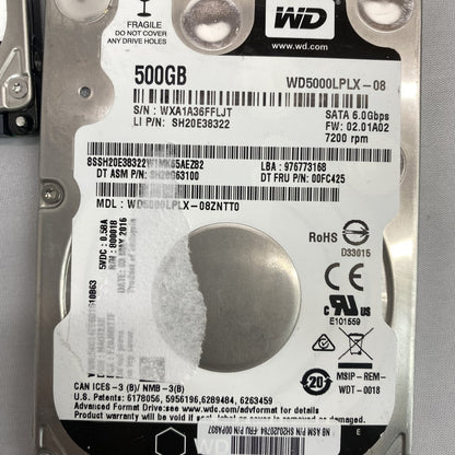 Lot: WD WD10EZEX 1TB, WD5000PLX 500GB, Seagate 500GB & 480GB SSD Grade B