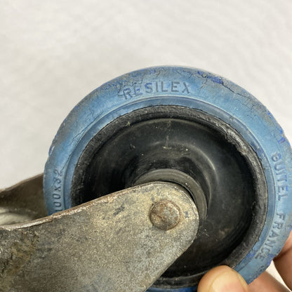 Resilex 100x32mm Blue Rubber Swivel Casters  Set of 4 - Industrial Grade D