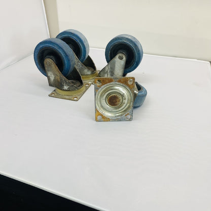 Resilex 100x32mm Blue Rubber Swivel Casters  Set of 4 - Industrial Grade D