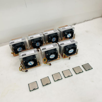 Lot of 6 x Intel Pentium E6500 CPUs + 7 x Copper Base Heatsinks with Fans