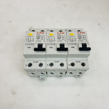 C-Pak AUB1L CPRO 16/2C C16A 30mA 2P RCD / RCBO Residual Breaker Grade B