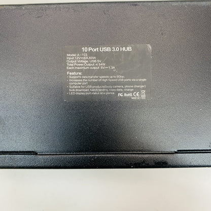 BrovSS A-103 10-Port USB 3.0 Hub Powered with AC Adapter Grade B