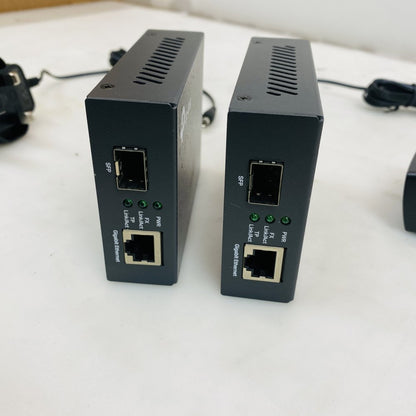 TP-Link MC220L Gigabit SFP Media Converter x2 with Power Adapters Grade B