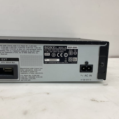 SONY BDP-S560 Blu-ray Disc/DVD Player HDMI BD-Live USB Remote (Grade D)