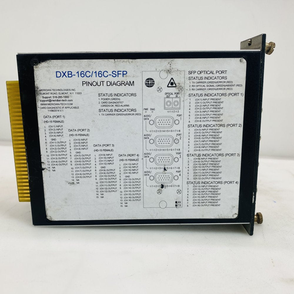 Meridian DXB-16C/16C-SFP 4-Port HD-15 SFP Audio/Data Module (Grade D)