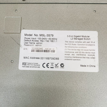 LevelOne MSL-3S79 3-Slot Gigabit L2 Managed Modular Rackmount Switch (Grade B)