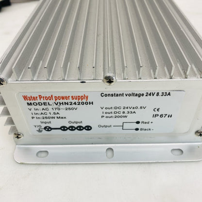 Waterproof Power Supply VHN24200H 24V 8.33A 200W IP67 LED Driver Grade B