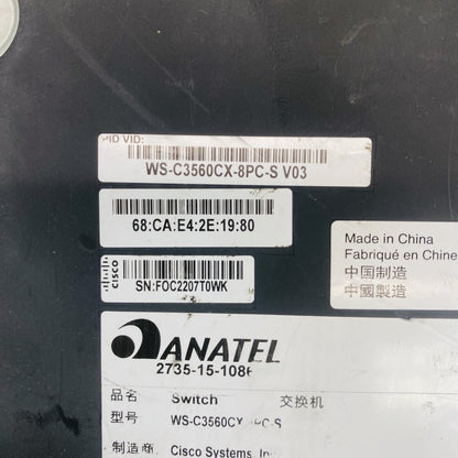 Cisco WS-C3560CX-8PC-S Catalyst 3560-CX 8-Port PoE 240W Switch Grade B