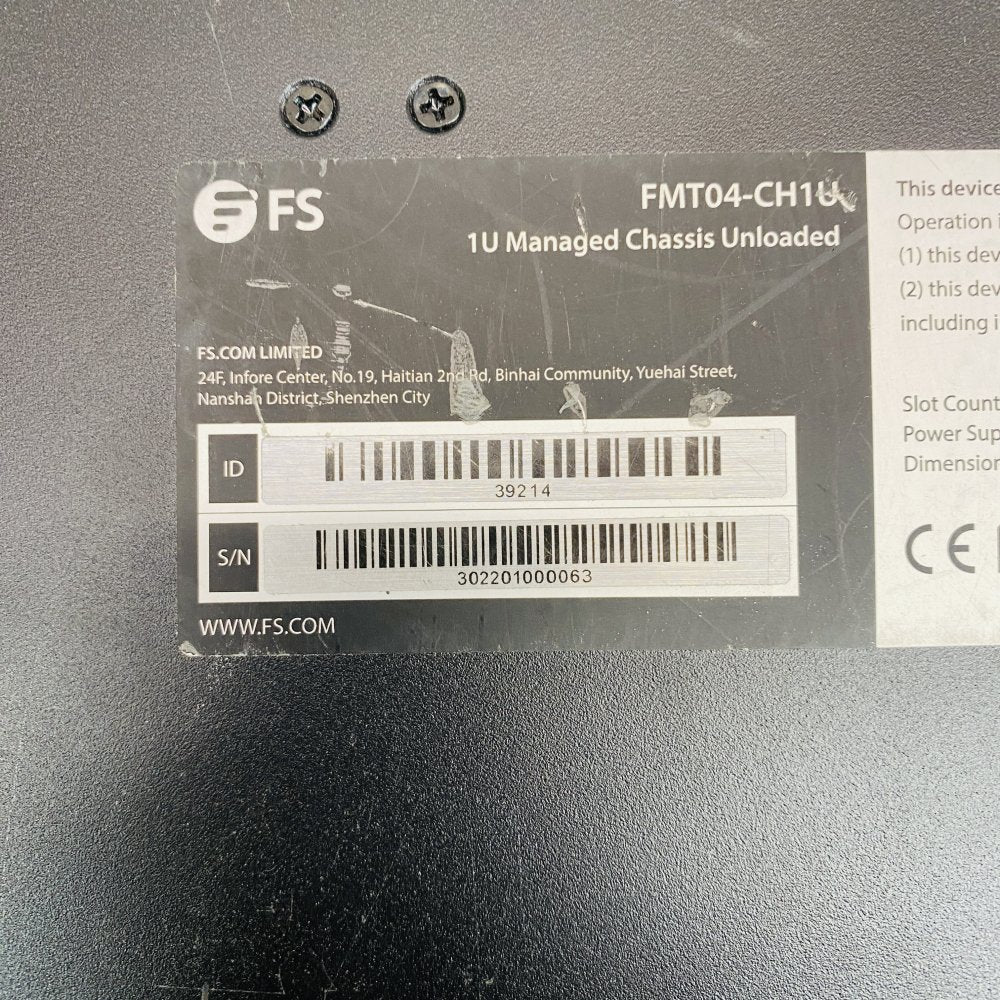 FS FMT04-CH1U 1U Managed Chassis (LSU/OPD/NMU) LC Fiber Adapters Grade B