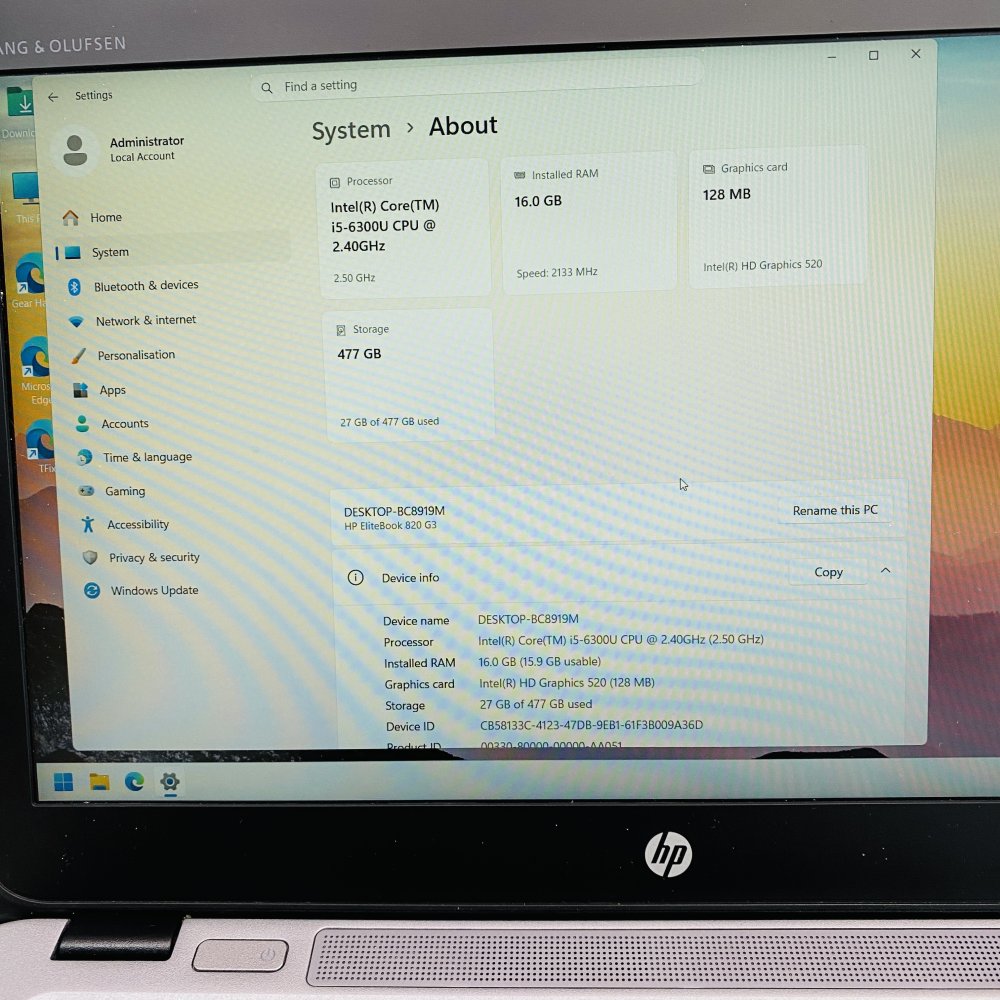 HP EliteBook 820 G3 i5-6300U 16GB RAM 477GB SSD Laptop - Grade D