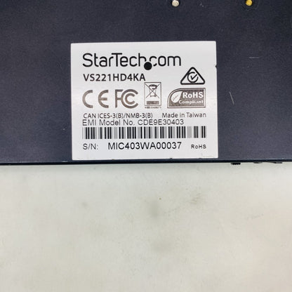 StarTech VS221HD4KA 2-Port HDMI Switch 4K HDCP Ready Grade B