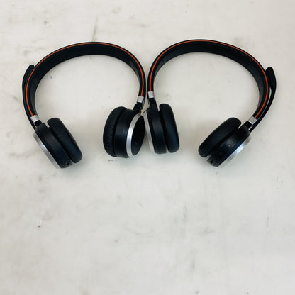 Jabra Evolve 65 HSC016W Stereo Bluetooth Headset Black Silver Lot of 2 Grade C