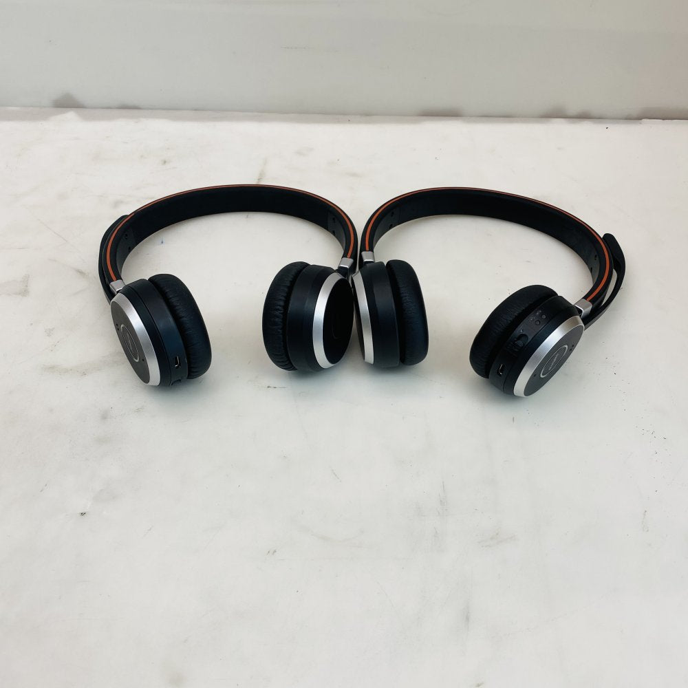 Jabra Evolve 65 HSC016W Stereo Bluetooth Headset Black Silver Lot of 2 Grade C