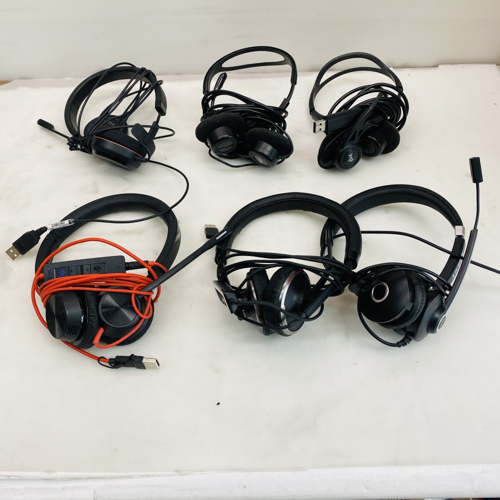 Lot of 6 USB Computer Headsets Plantronics Blackwire Jabra Logitech Grade D