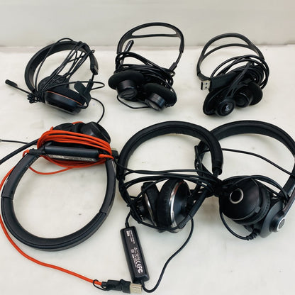 Lot of 6 USB Computer Headsets Plantronics Blackwire Jabra Logitech Grade D