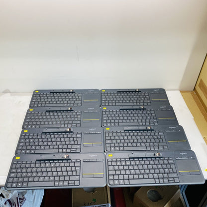 Lot of 8 Logitech K400+ Wireless Touchpad Keyboards with Receivers (Grade C)