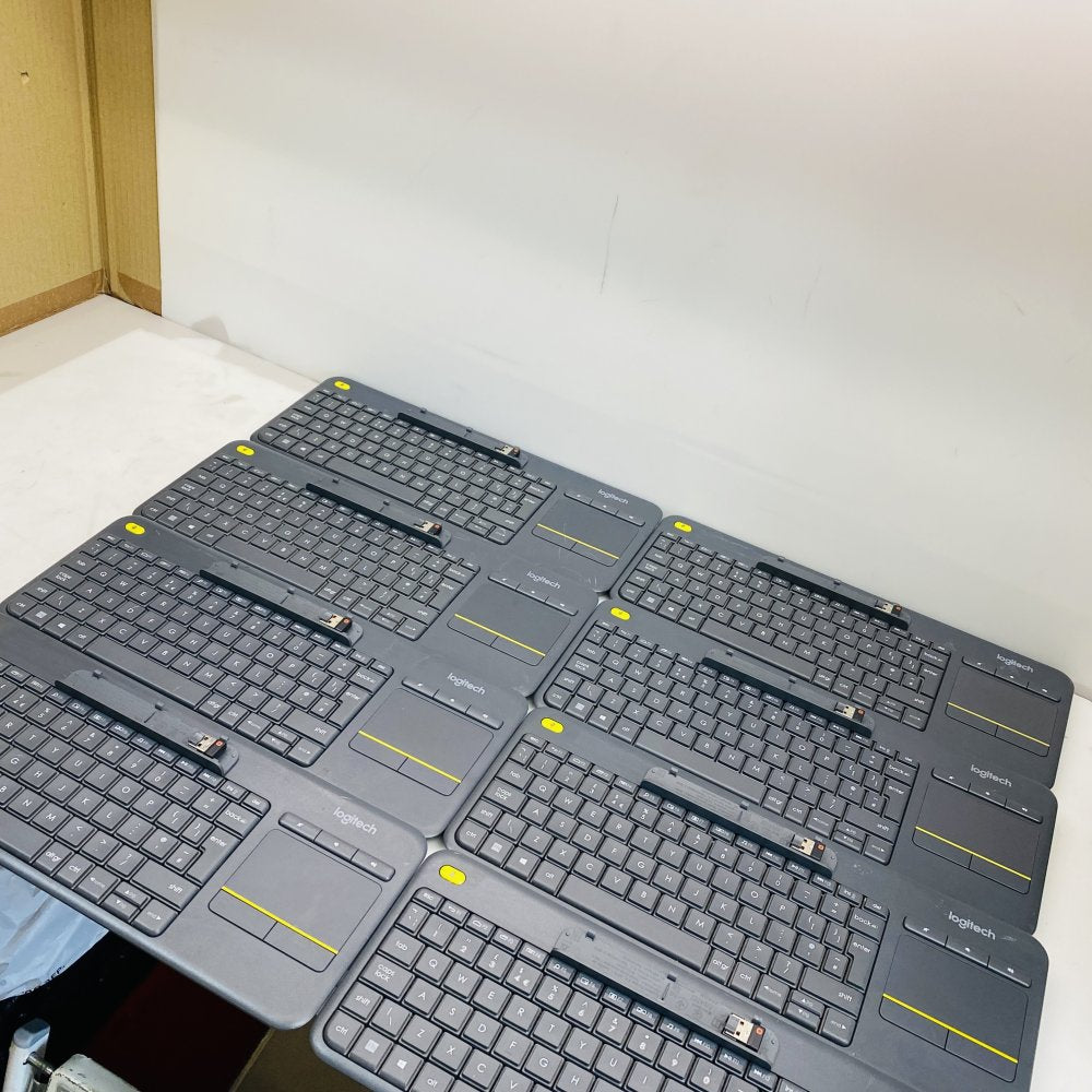 Lot of 8 Logitech K400+ Wireless Touchpad Keyboards with Receivers (Grade C)