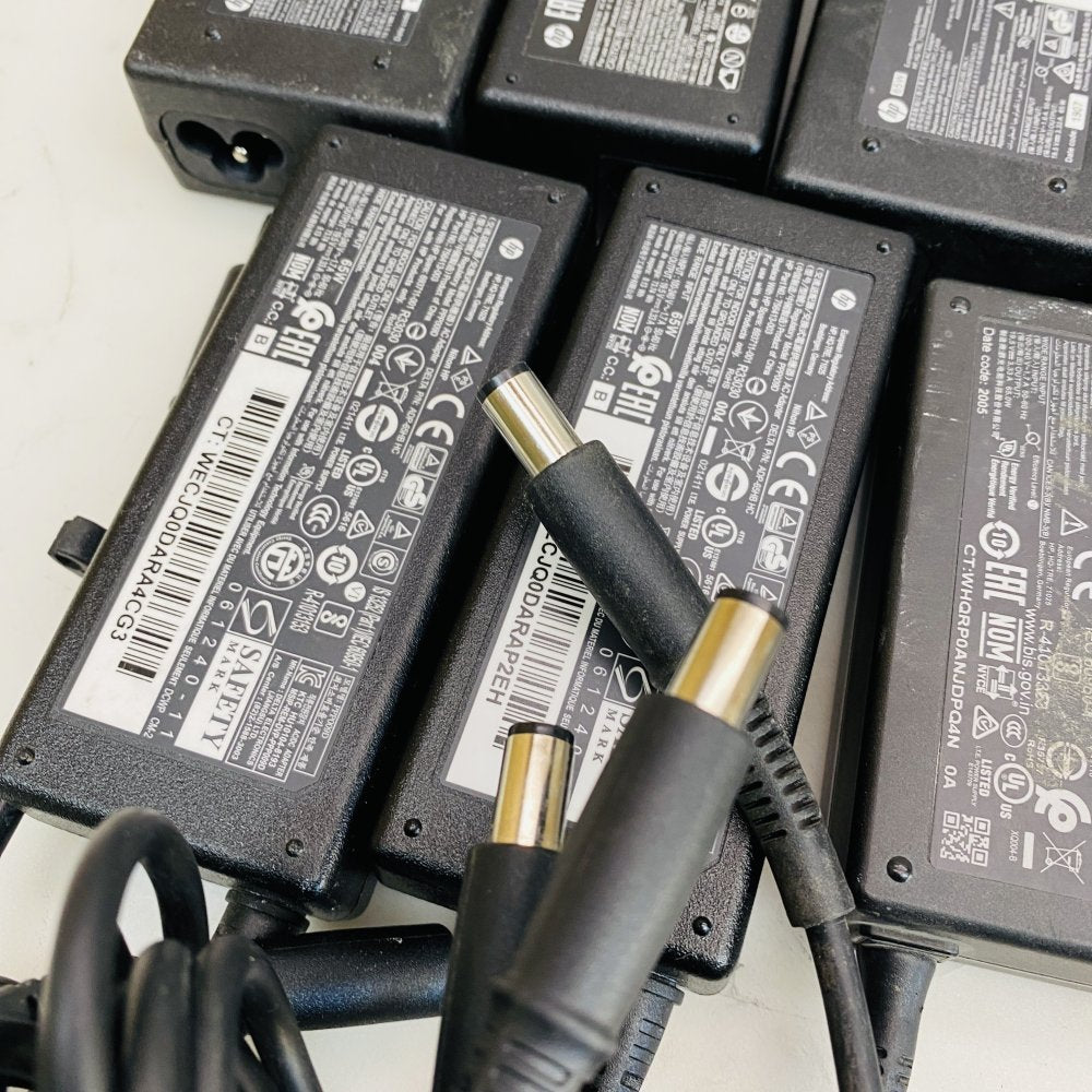 HP 65W Laptop AC Power Adapter Charger Lot with Power Cables Grade B