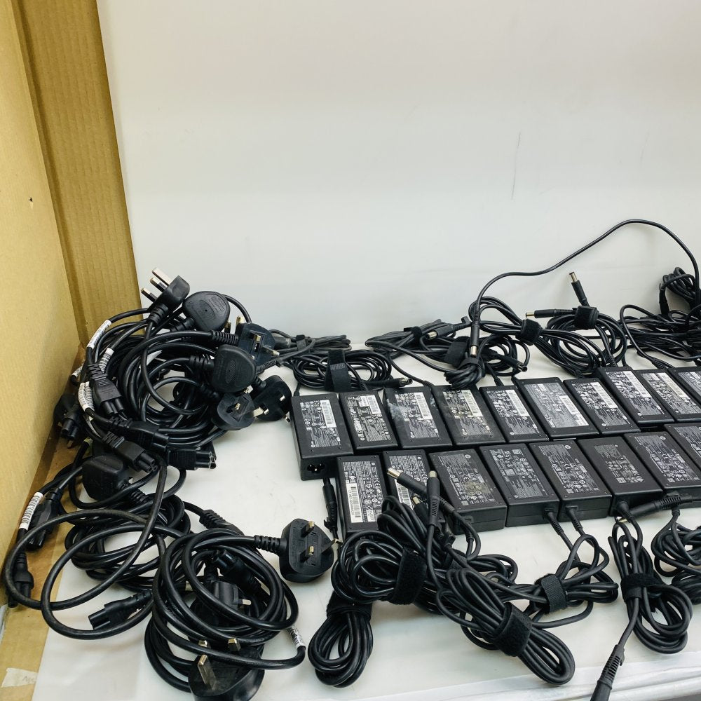 HP 65W Laptop AC Power Adapter Charger Lot with Power Cables Grade B