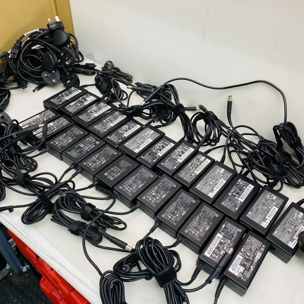 HP 65W Laptop AC Power Adapter Charger Lot with Power Cables Grade B