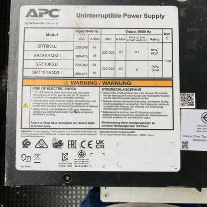 APC Schneider Electric SRT10KRMXLI Smart-UPS SRT 10kVA Rackmount UPS Grade D