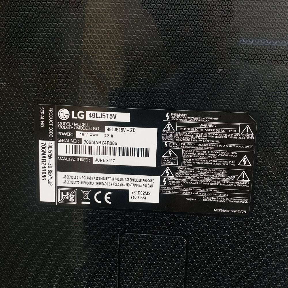 LG 49LJ515V 49in Full HD LED TV HDMI USB Tested Working Grade C