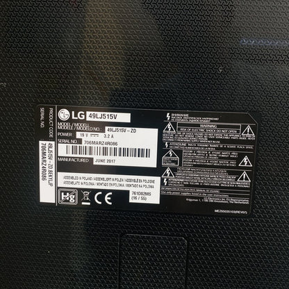 LG 49LJ515V 49in Full HD LED TV HDMI USB Tested Working Grade C