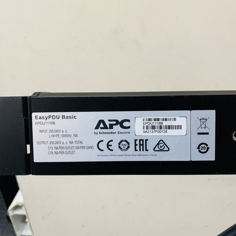 APC Easy PDU Basic EPDU1116B 16A 230V 0U Rack PDU IEC Outlets Grade B