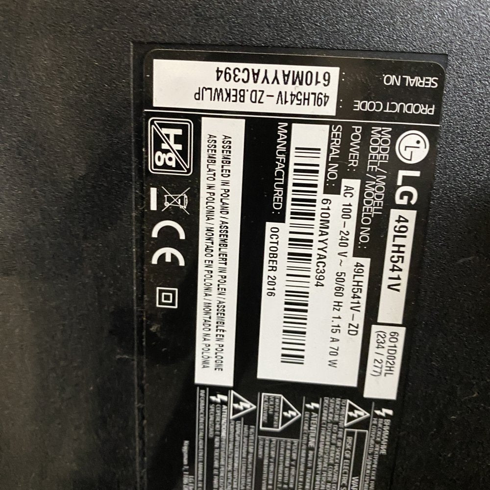 LG 49LH541V 49in Full HD LED Smart TV Tested Working Wall Mount Included Grade B