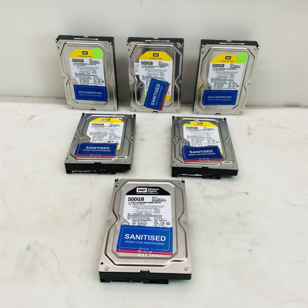 6 x Enterprise Hard Drives Job Lot WD RE4 500GB 250GB 3.5 SATA HDD Job Lot