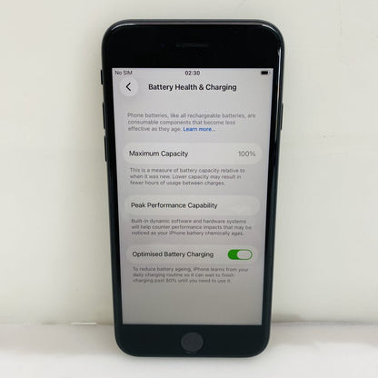 Apple iPhone SE (3rd Gen) 64GB Black MMXF3B/A Battery 100% UNLOCKED (Grade C)