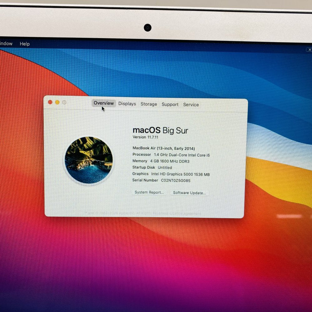 Apple MacBook Air 13.3" Core i5 4GB 128GB SSD macOS Big Sur Battery Dead-Grade D