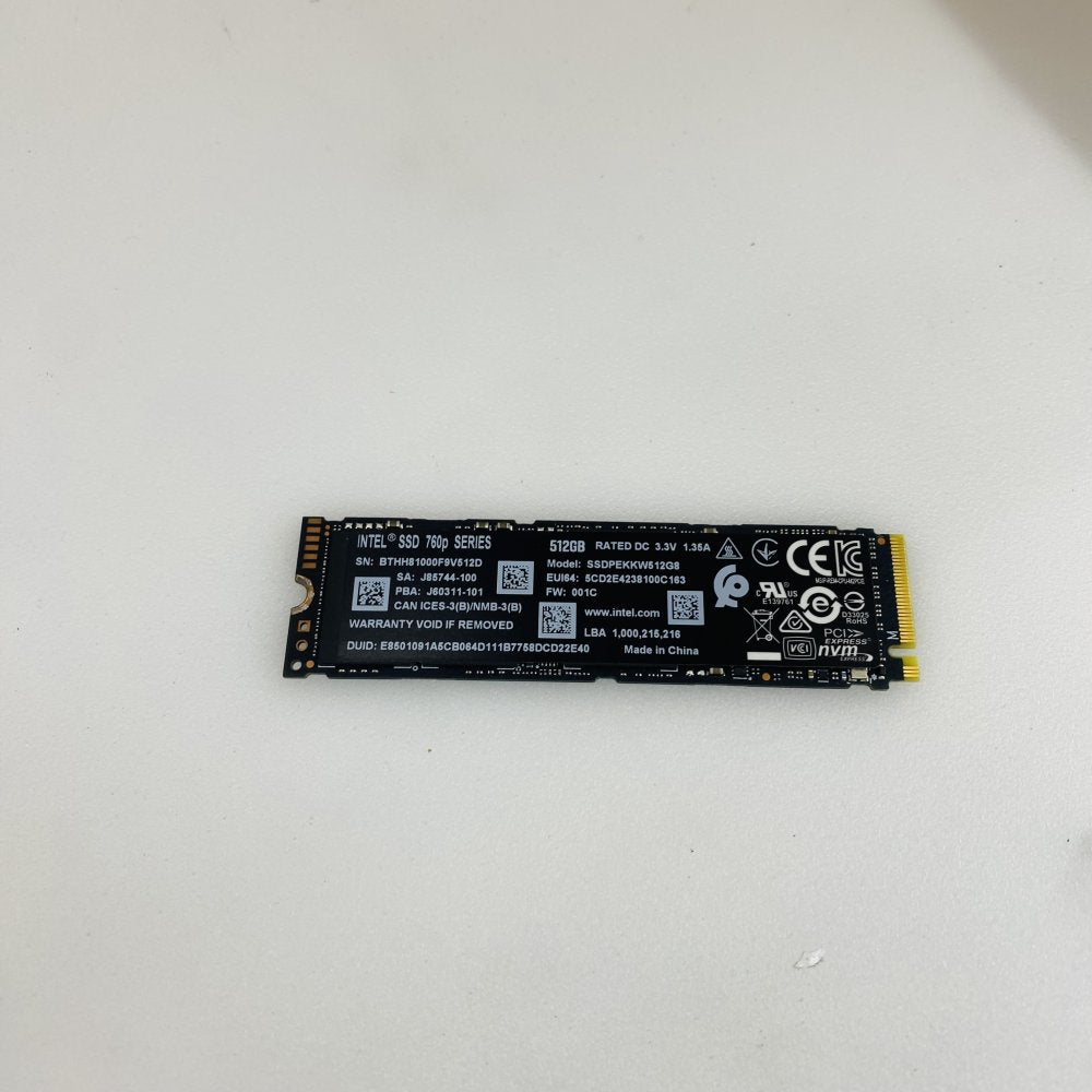 Intel SSD 760p Series 512GB M.2 NVMe PCIe SSDPEKKW512G8 Grade B