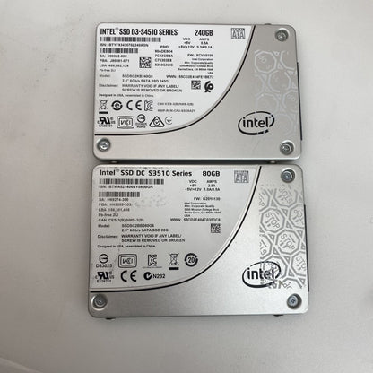 Intel DC S3510 800GB & D3-S4510 240GB SATA SSD 2.5in Lot Garde B