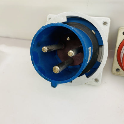 Mennekes CEE Panel Mount Male Plugs Lot of 3 Blue Red