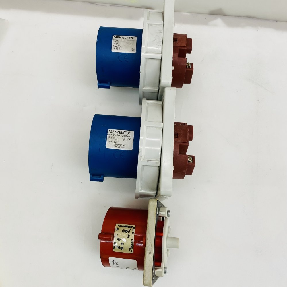 Mennekes CEE Panel Mount Male Plugs Lot of 3 Blue Red