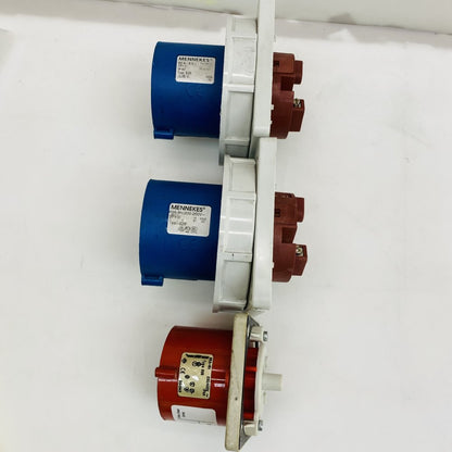 Mennekes CEE Panel Mount Male Plugs Lot of 3 Blue Red