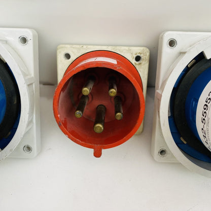 Mennekes CEE Panel Mount Male Plugs Lot of 3 Blue Red