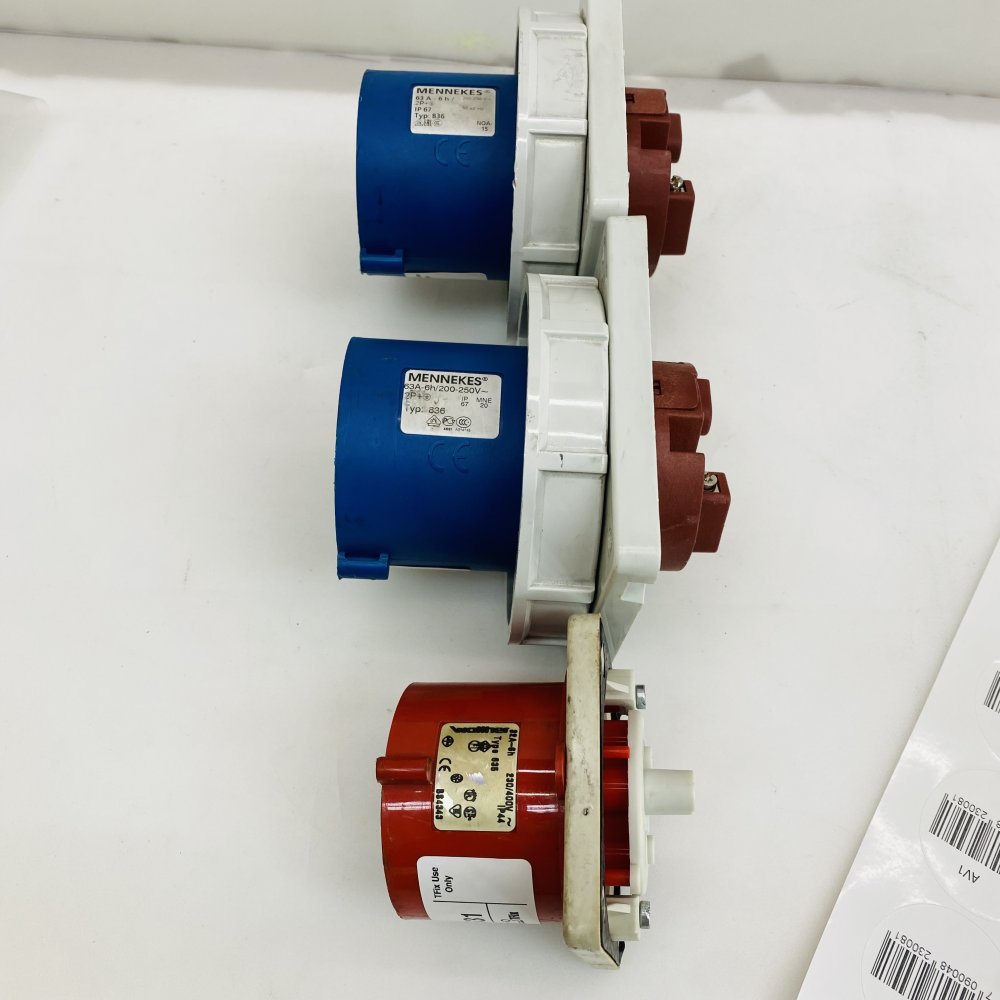 Mennekes CEE Panel Mount Male Plugs Lot of 3 Blue Red