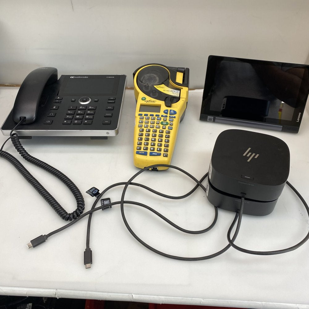 Mixed Lot Lenovo Tablet HP Universal Dock AudioCodes C450HD Phone DXPERT Labeler