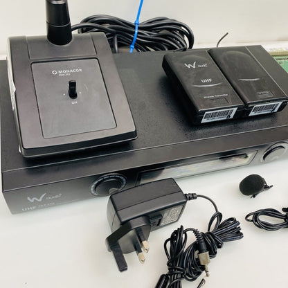W Audio TPT-202 UHF Dual-Channel Wireless Microphone Receiver Bundle Used