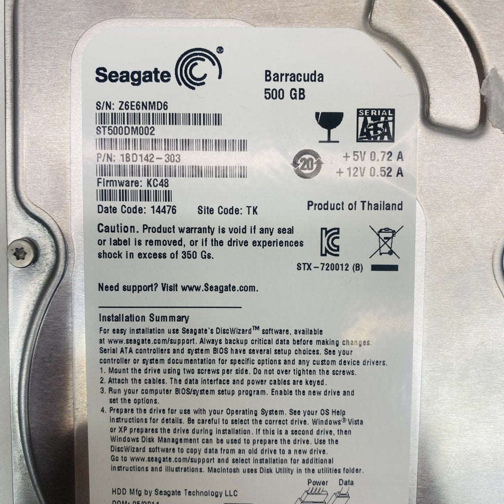 Seagate ST500DM002 500GB & WD WD6400AAKS 640GB SATA HDD Lot of 3