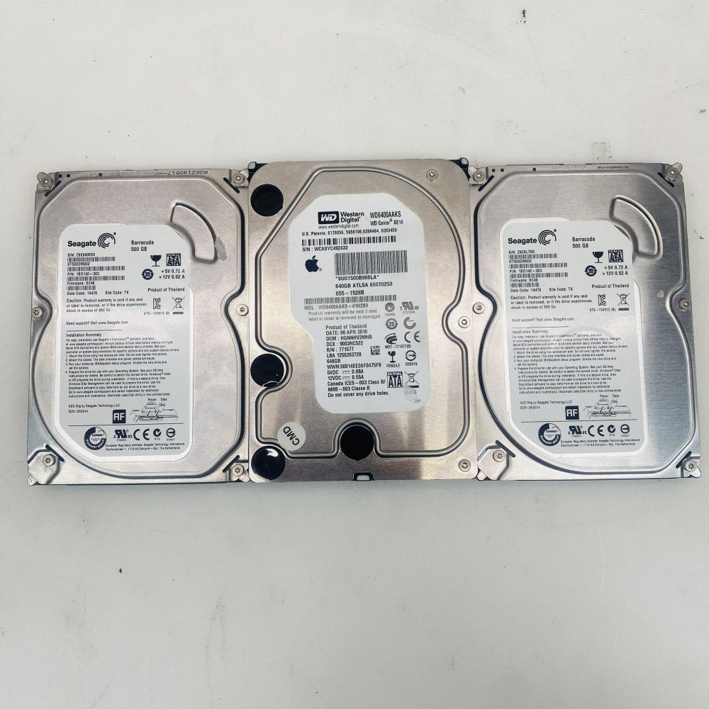 Seagate ST500DM002 500GB & WD WD6400AAKS 640GB SATA HDD Lot of 3