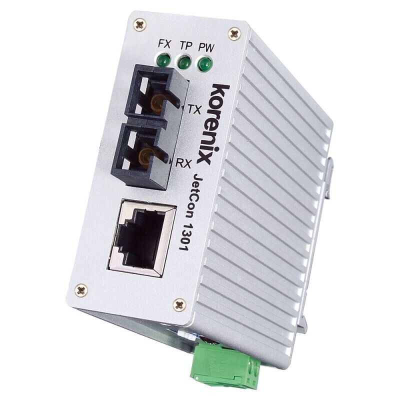 Industrial Fiber Media Converter Fast Ethernet SC RJ45 Korenix JetCon 1301