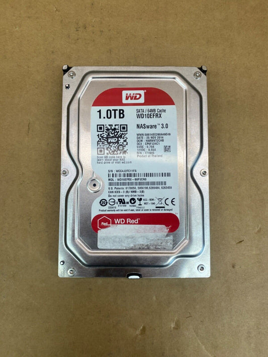 NAS Storage Drive 1TB WD Red WD10EFRX 3.5 Inch HDD, Reliable Performance
