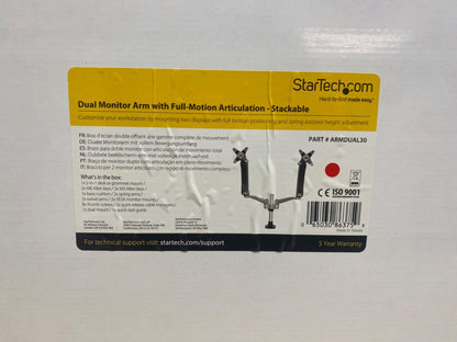 StarTech Full-Motion Articulating Desk Monitor Arm, Stackable Design