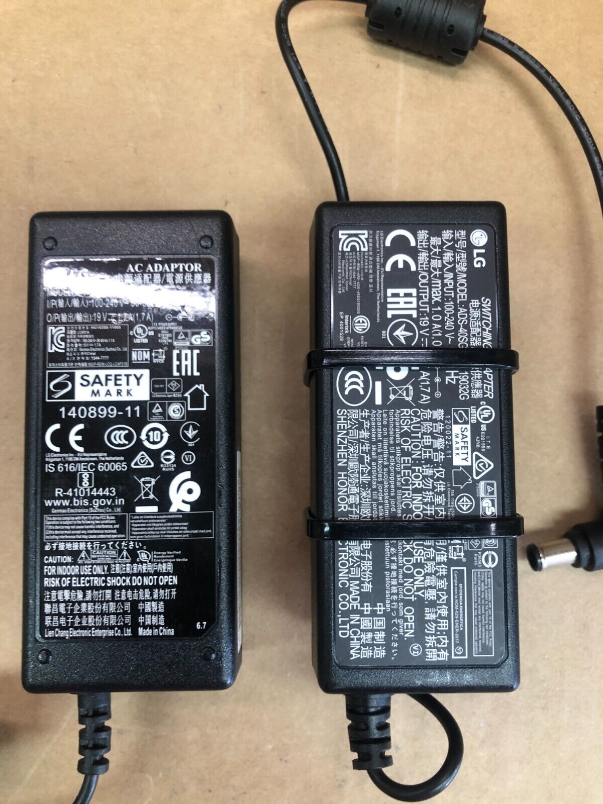 Dual Power Supply 19V 1.7A Adapter Charger for LG TV Monitor Device