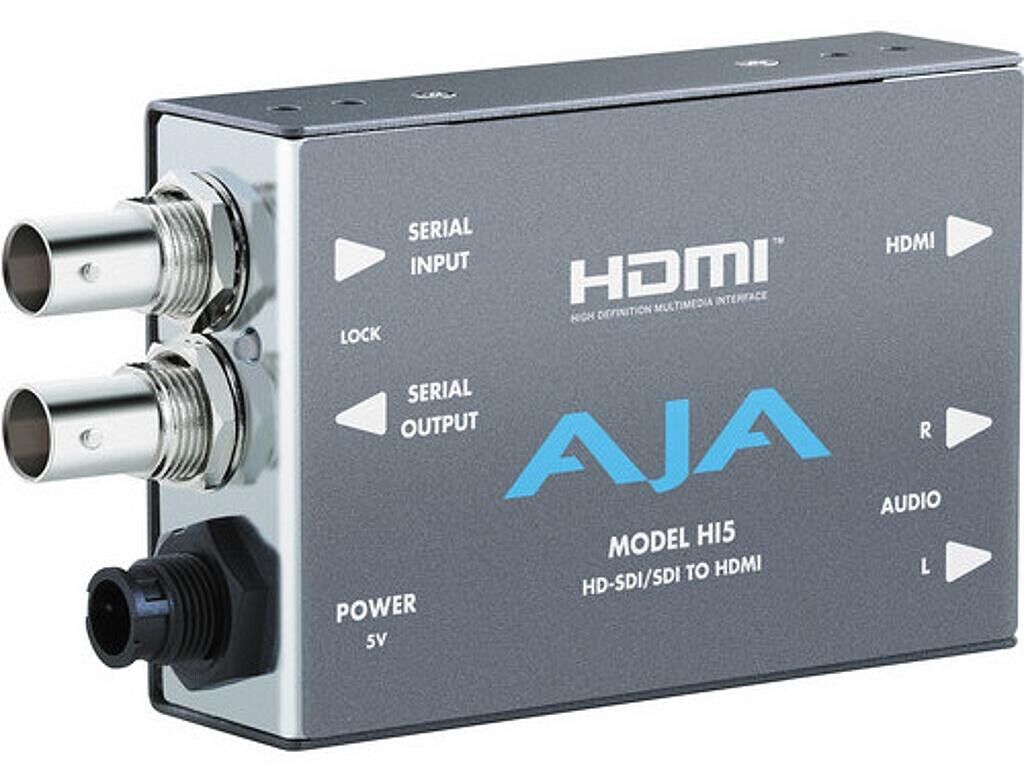 Broadcast SDI to HDMI Converter 8-Channel Audio AJA HI5 1080p Support